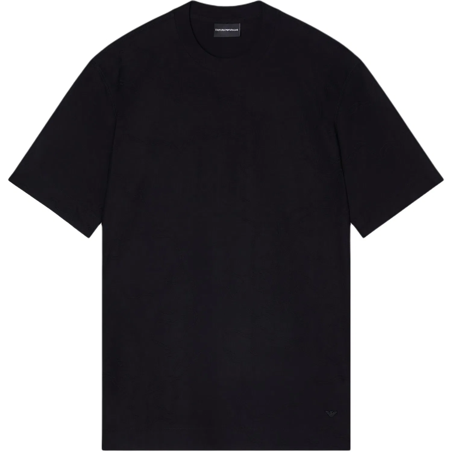 Футболка из шелкового джерси с трикотажной деталью EMPORIO ARMANI, Black