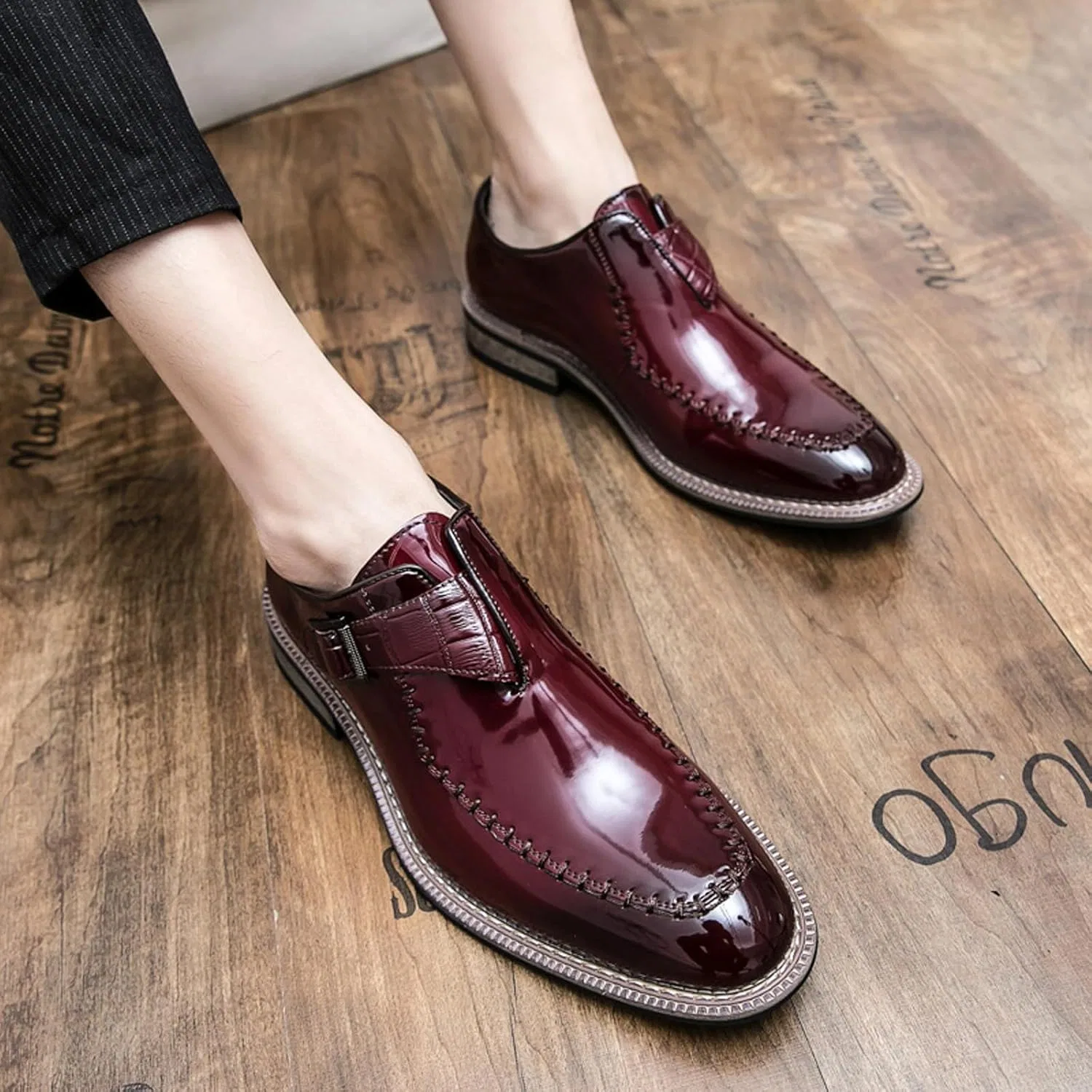 Лоферы, натуральная кожа, Monk Strap, красный Zentavi — фото 2