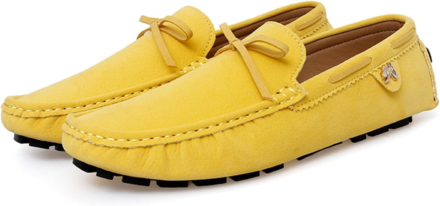 

Мужские лоферы Dacnakby, мокасины на плоской подошве с бантом, замшевые лоферы с боковой пряжкой, классические модели без шнурков, повседневная и деловая обувь, желтый
