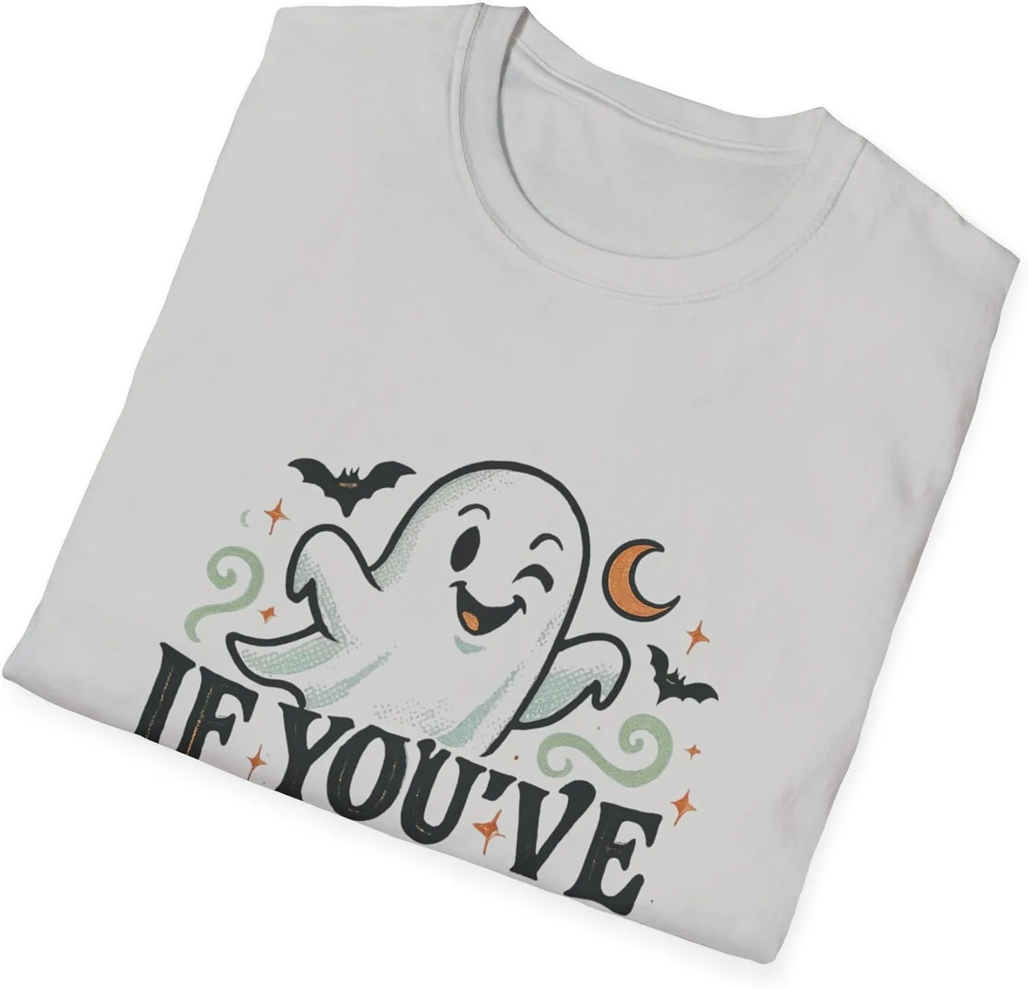 Футболка Halloween Ghost, Softstyle, унисекс для Хэллоуина, смешной призрак, одежда для жуткого праздника GENERIC, серый — фото 4