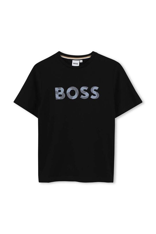 

Детская хлопковая футболка Boss, черный