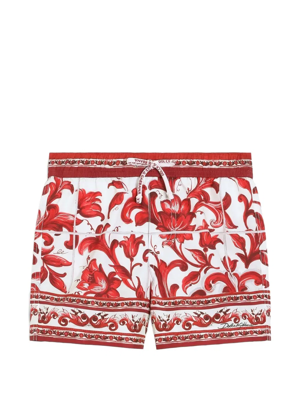 Нейлоновые боксерские шорты с майоликовой печатью Dolce & Gabbana Kids, белый