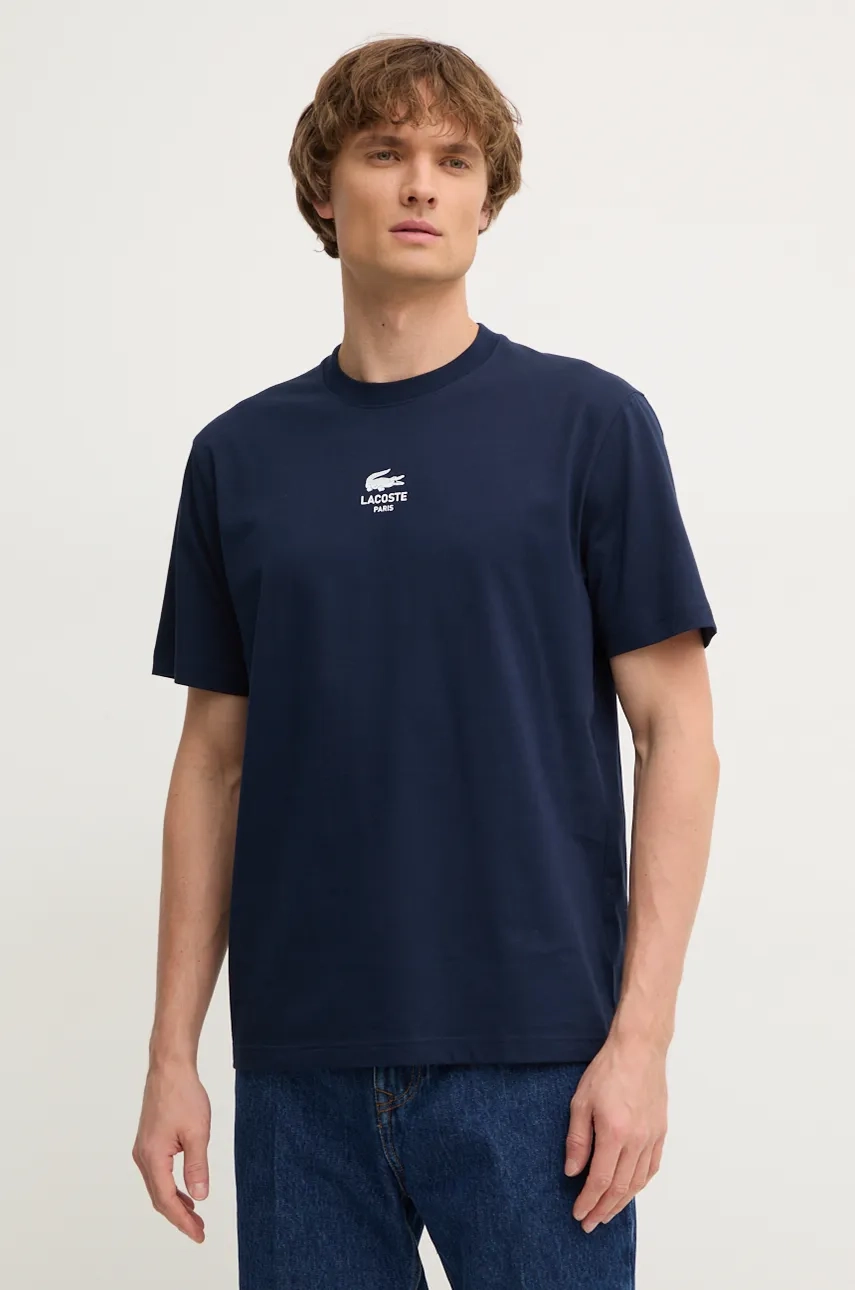 

Хлопковая футболка Lacoste, темно-синий