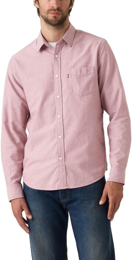 

Мужская классическая рубашка Levi's с одним карманом и длинным рукавом на пуговицах, (New) Russet Brown Oxford