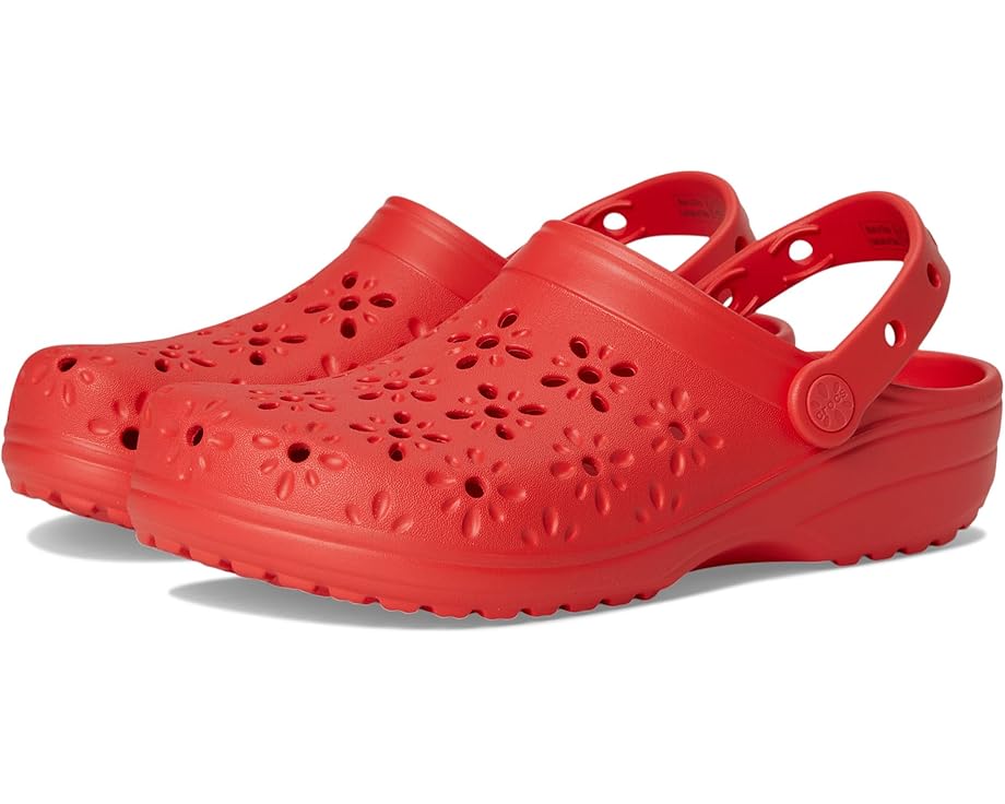 

Сабо Unisex Crocs Classic Clogs with Floral Cut Out Design, цвет Cherry Red