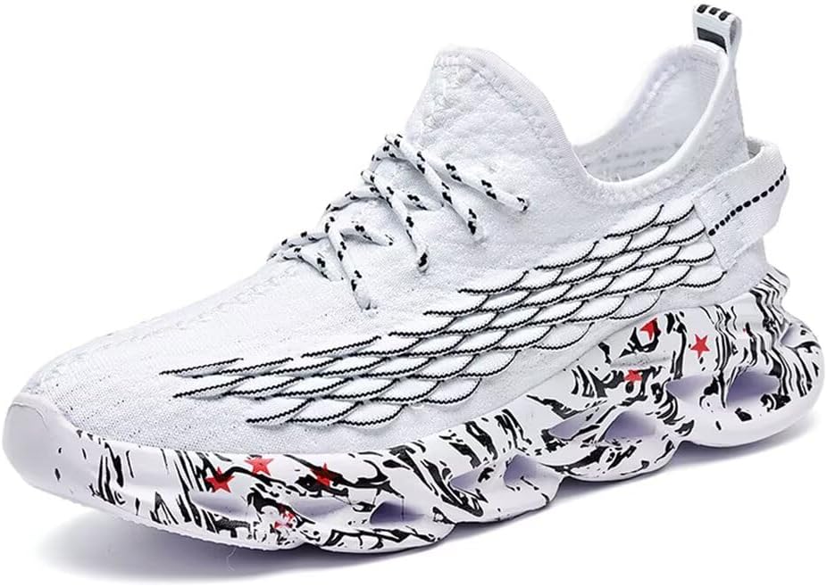 

Кроссовки Jakcuz больших размеров с сеткой под рыбью чешую для мужчин, для бега, спорта и повседневной носки, белый