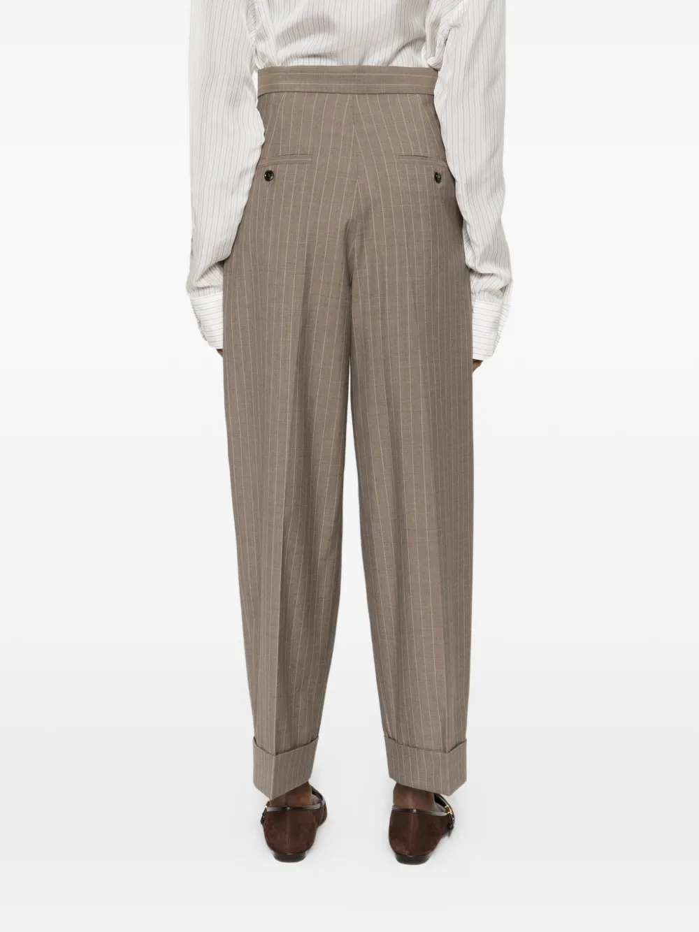 Пинstripe брюки MXMMANETTA со складками Max Mara, коричневый — фото 4