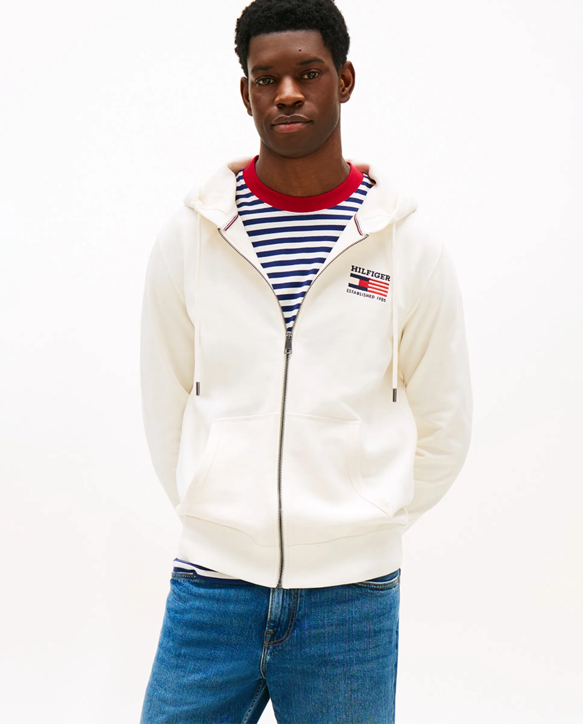 

Мужская толстовка с капюшоном и молнией Tommy Hilfiger, белый