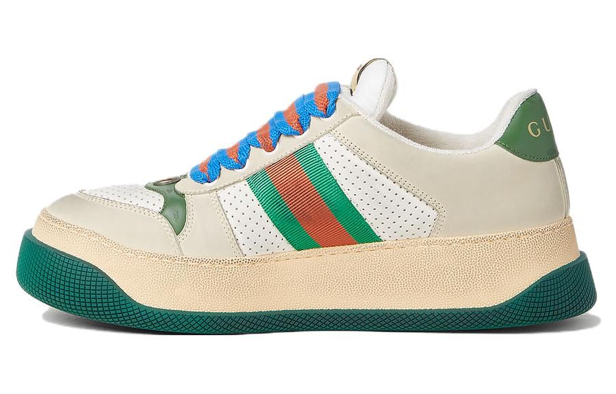 Кроссовки GUCCI Screener Skateboard Shoes Women's Low-Top Beige White/Green