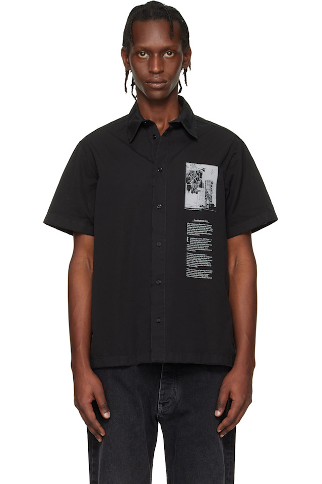 

Off-White Черная эмблема, поплиновая приталенная рубашка для боулинга