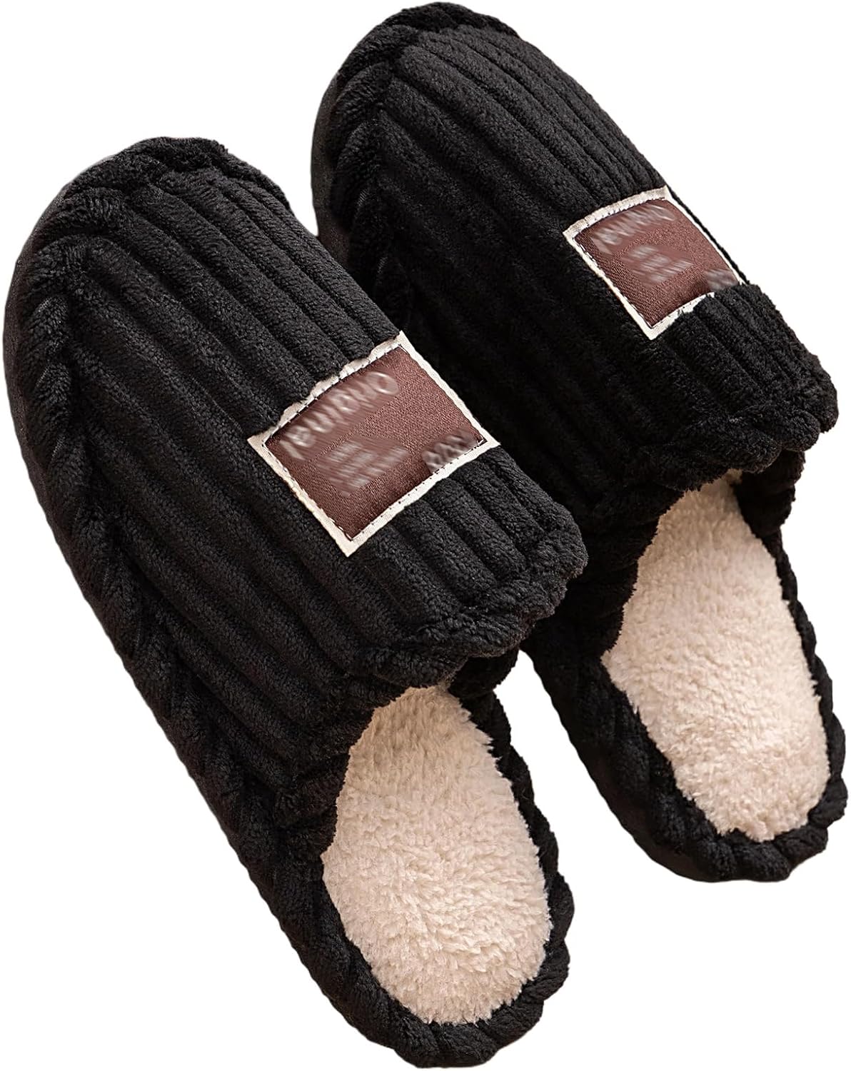 

Домашние тапочки для женщин и мужчин, зимние флисовые теплые пушистые тапочки, нескользящие садовые тапочки, удобные мягкие для дома и улицы, с искусственным мехом, закрытые носки Generic, черный