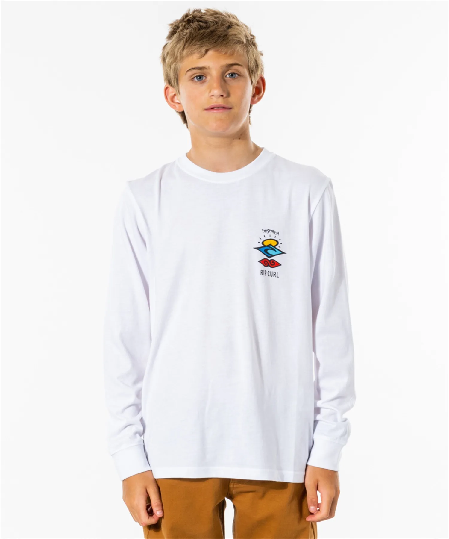 Детская футболка с длинным рукавом и принтом на спине RIP CURL SEARCH ICON белая — фото 2