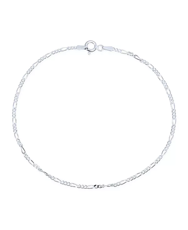 

Простой, прочный, гибкий браслет на лодыжку из серебра 925 пробы 50 калибра с цепочкой Фигаро, длина 9-10 дюймов, сделано в Италии Bling Jewelry, grey