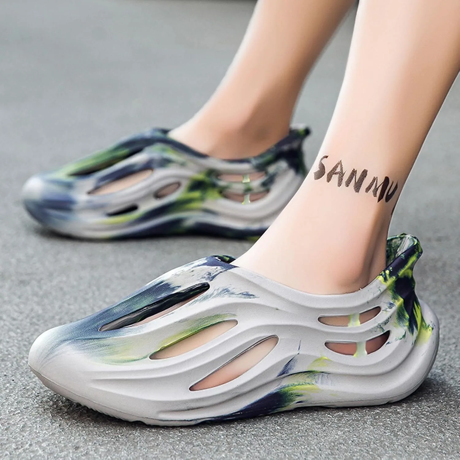 Кроссовки Foam Runner для мужчин и женщин, без шнурков, с вырезами, в стиле Foam Runner, легкие, долговечные, из EVA, дышащие, мягкие тапочки-облака для мужчин и женщин INKUIL — фото 2