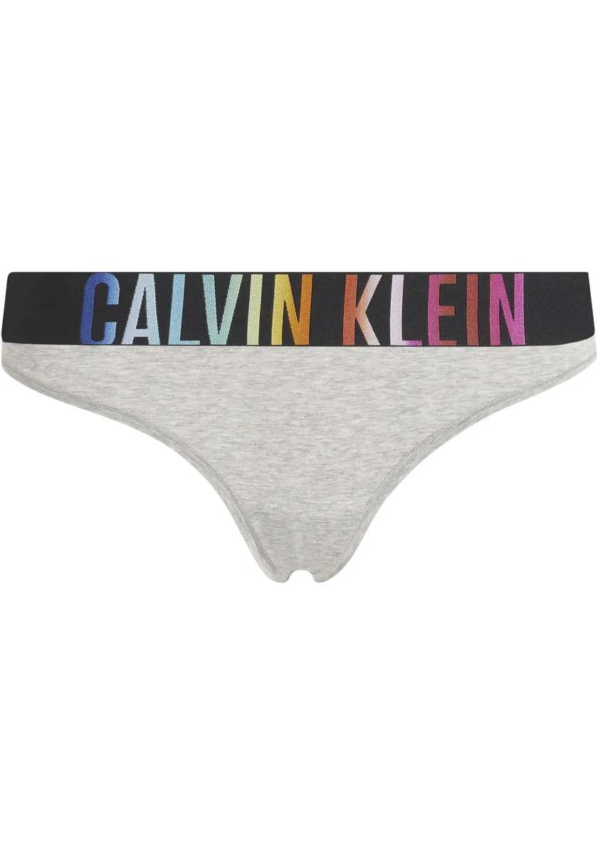 

Стринги для нижнего белья Calvin Klein "THONG" с разноцветной надписью-логотипом Calvin Klein Underwear, серый