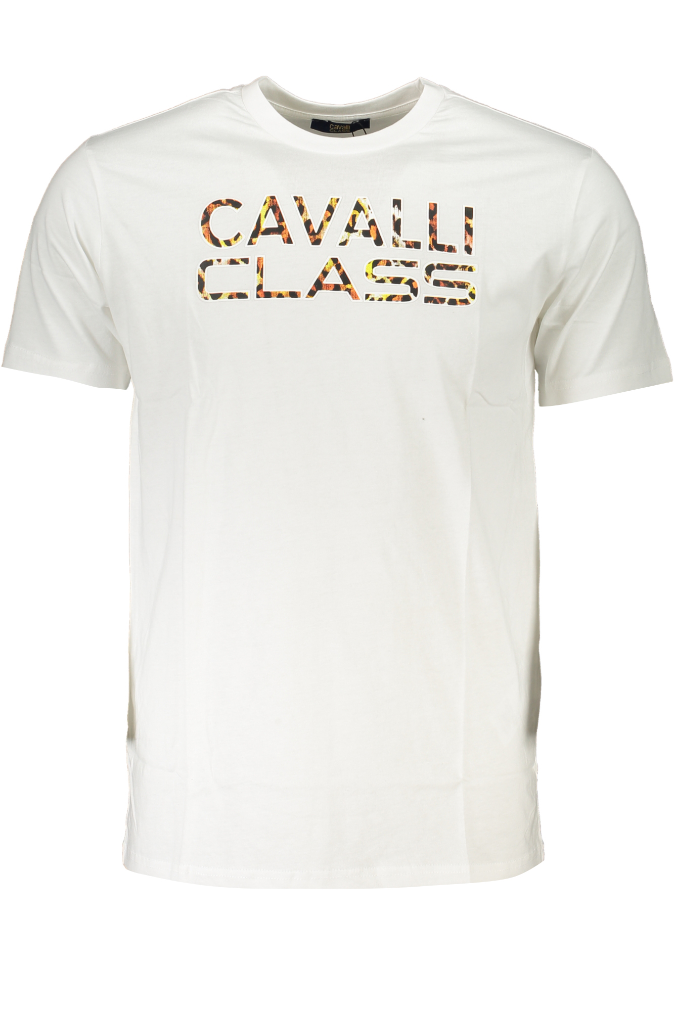 

Мужская футболка Cavalli Class хлопковая с цветным принтом, белый