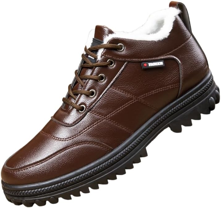 

Мужские зимние кроссовки HCHCTRY, теплые снежные ботинки, повседневные утепленные ботинки до щиколотки для походов на открытом воздухе, коричневый