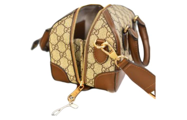 GUCCI Сумка холщовая с кожаными деталями через плечо кросс-боди дорожная малая мужская — фото 4