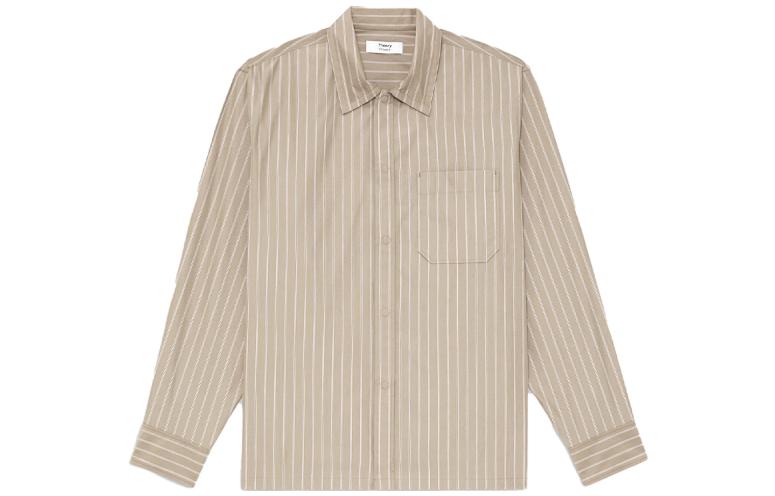 

THEORY Рубашка мужская Designer Co authored Collection Camel Brown Stripes