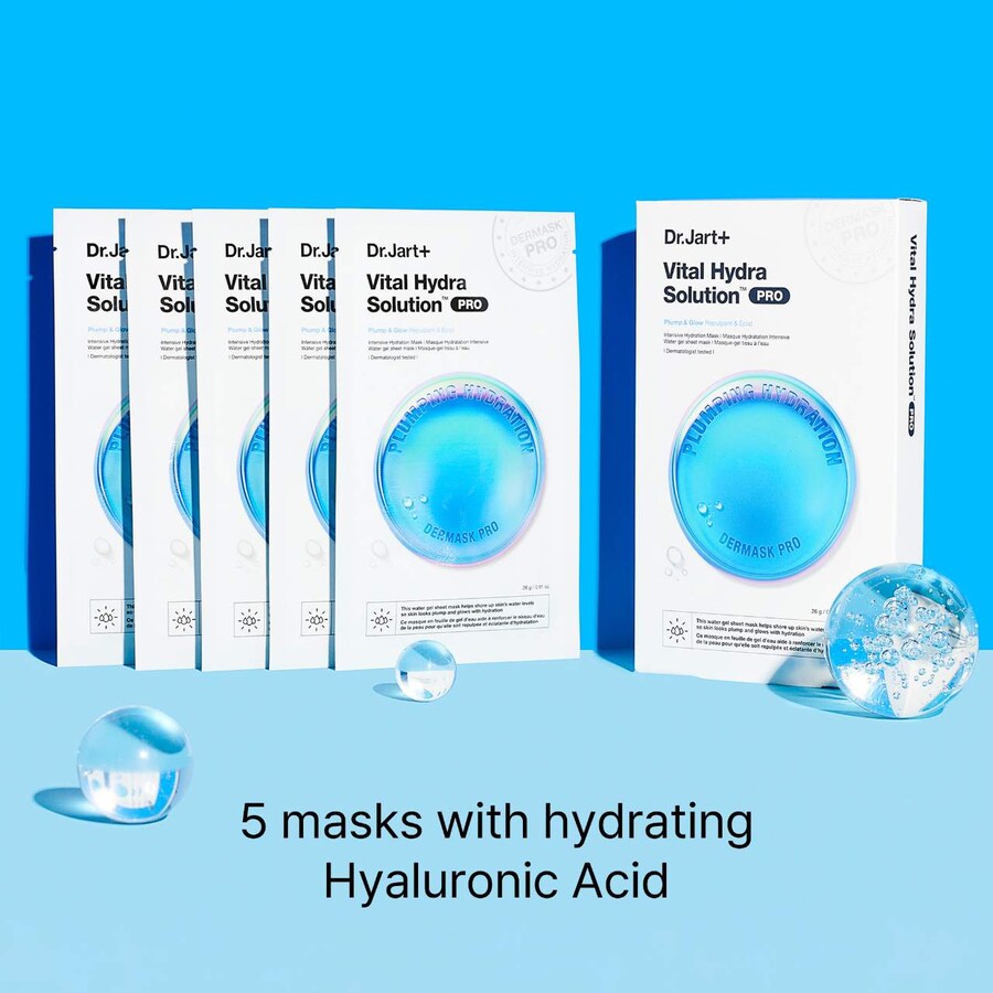 Маска для лица Dr. Jart+ — Vital Hydra Solution PRO Glow с гиалуроновой кислотой , 5 Mask/1 Pack — фото 2