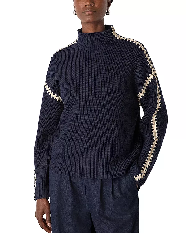 

Свитер из смешанной шерсти, связанный одеяльным швом. Whistles, синий