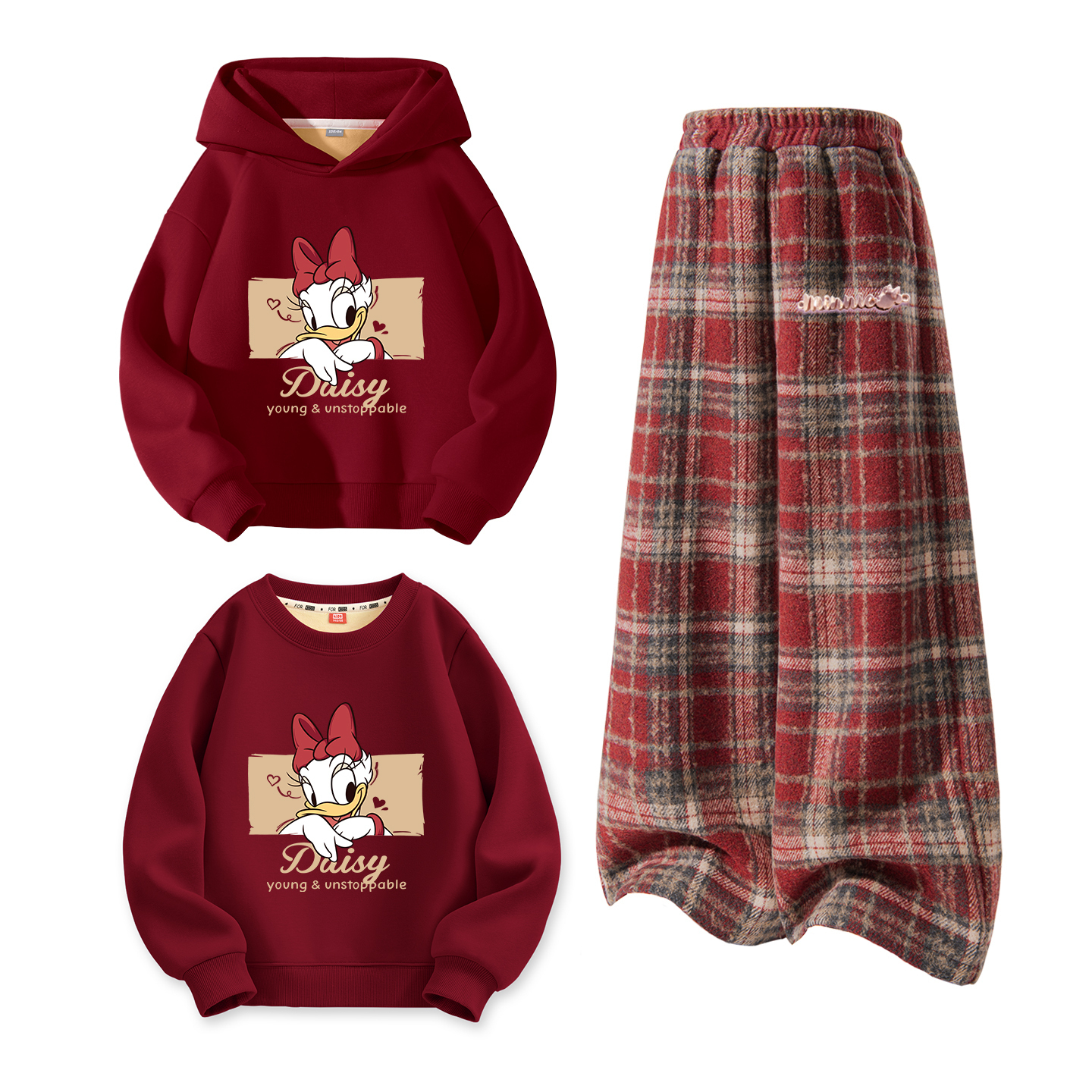 

Детский костюм Tang с круглым вырезом и толстым воротником Disney, [thickened and fleece-lined]dihe look бордовый+di chang metal label k красный plaid+dihe look бордовый