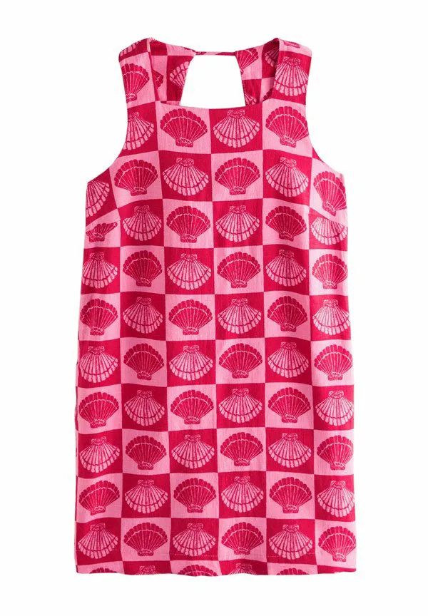 Мини-Платье прямого кроя с квадратным вырезом Next, Bright Pink/Red Shell Print