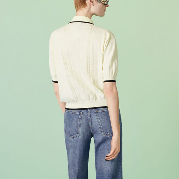 Рубашка cotton cardigan with interlocking g 'ivory' Gucci, белый — фото 3