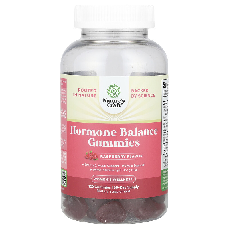 

Nature's Craft, Women's Wellness, жевательные таблетки для поддержания баланса гормонов, малина, 120 жевательных таблеток