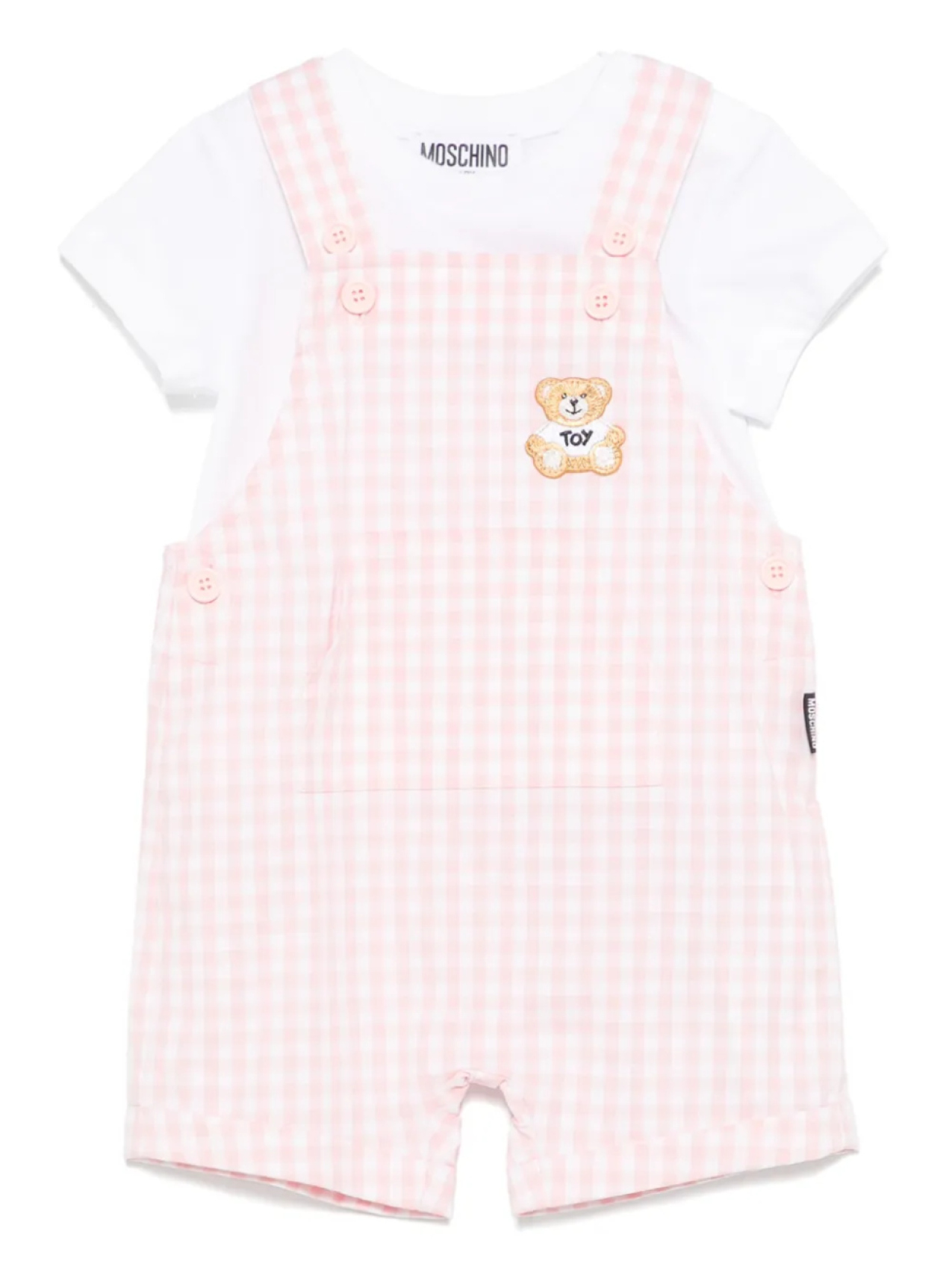 

Moschino Kids комбинезон в клетку гингем, розовый