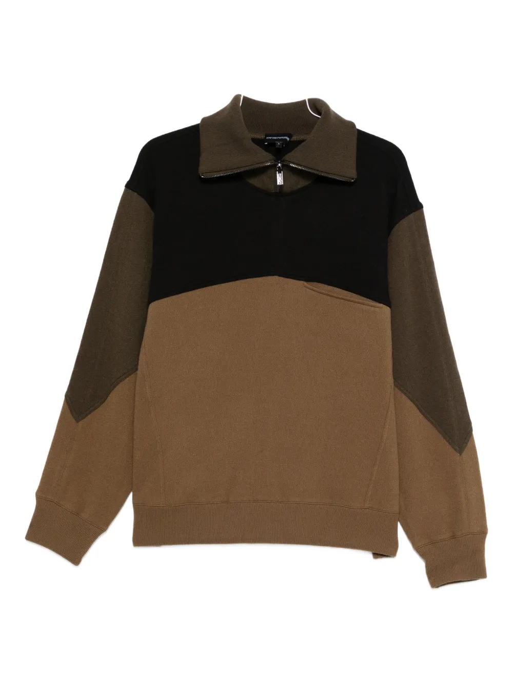 

Свитшот на молнии с отделкой в стиле колор-блок EMPORIO ARMANI, коричневый