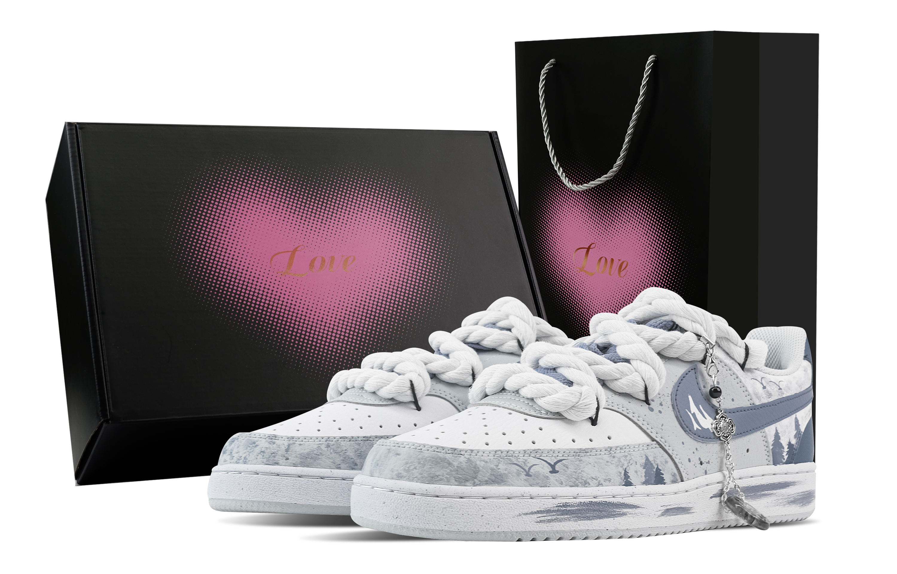 

Nike Кроссовки Court Vision Blue Shadow Kobayashi, Heart Box, износостойкие, низкие, для скейтбординга, мужские, сине-серые