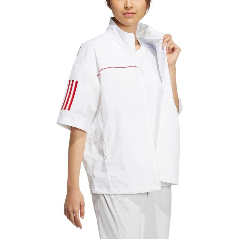 Женская полосатая куртка с коротким рукавом, белая Adidas — фото 3