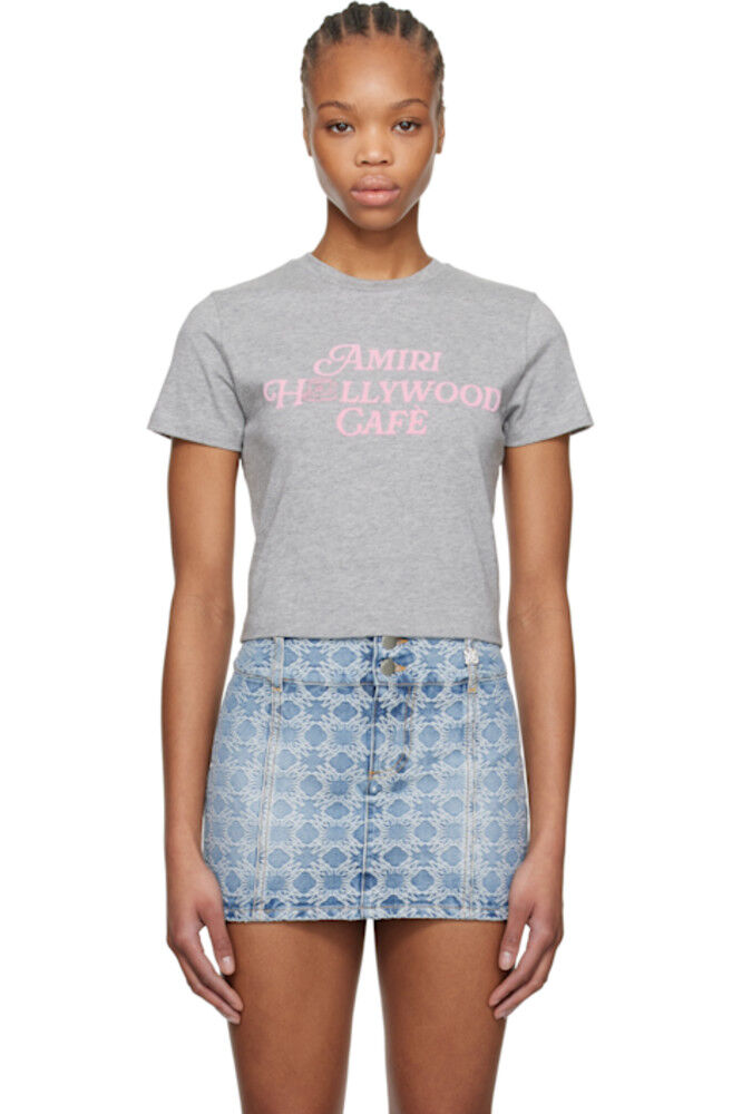 

Серая детская футболка «Amiri Hollywood Cafè»