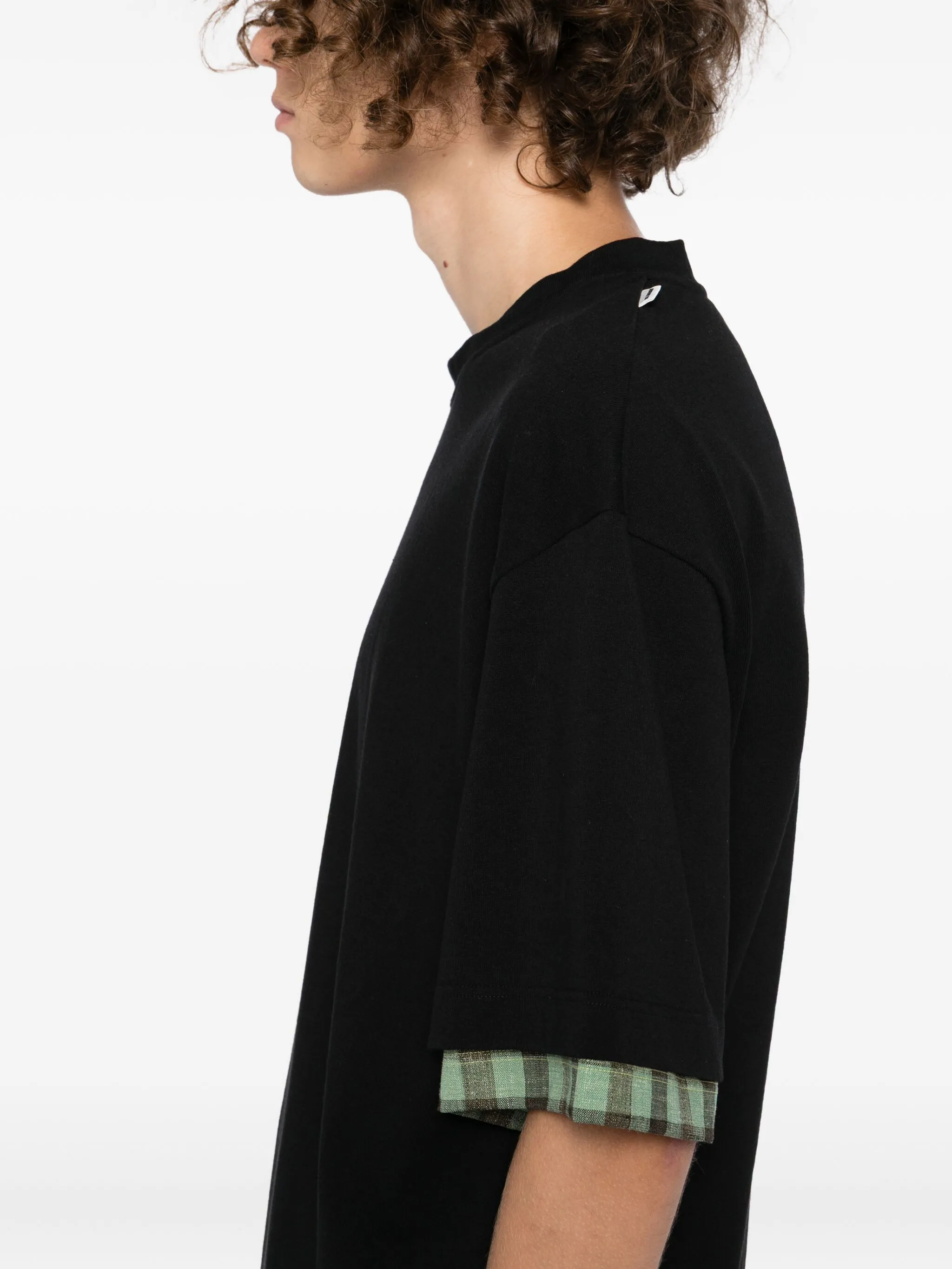 Футболка с клетчатыми рукавами Jil Sander, черный — фото 4