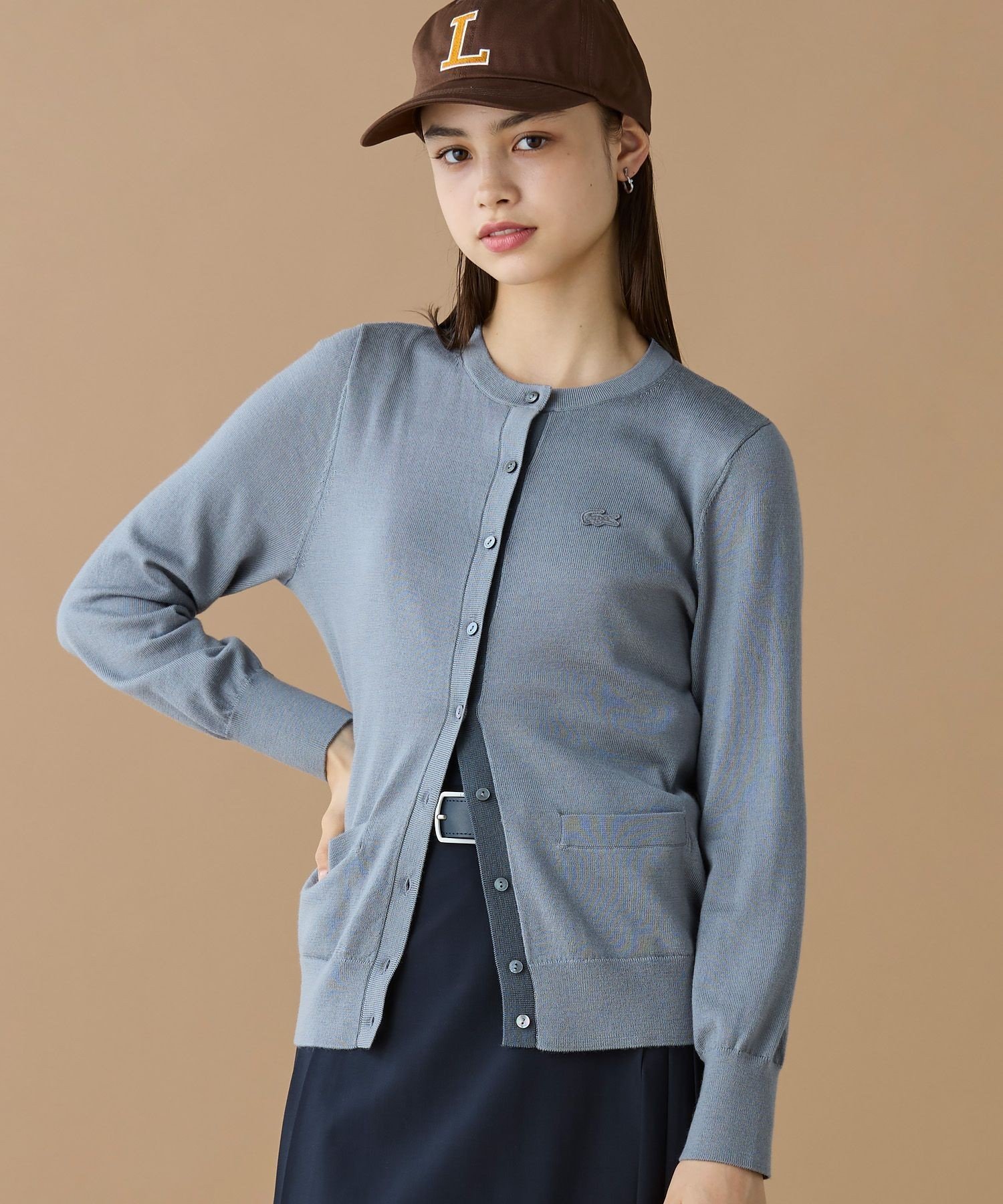 Кардиган вязаный LACOSTE Gray, шерстяной, можно стирать