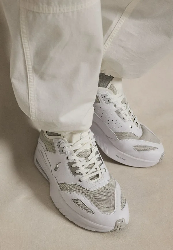 Трикотажные кроссовки boerum с кожаными вставками Polo Ralph Lauren, Deckwash White/Grey Violet — фото 2