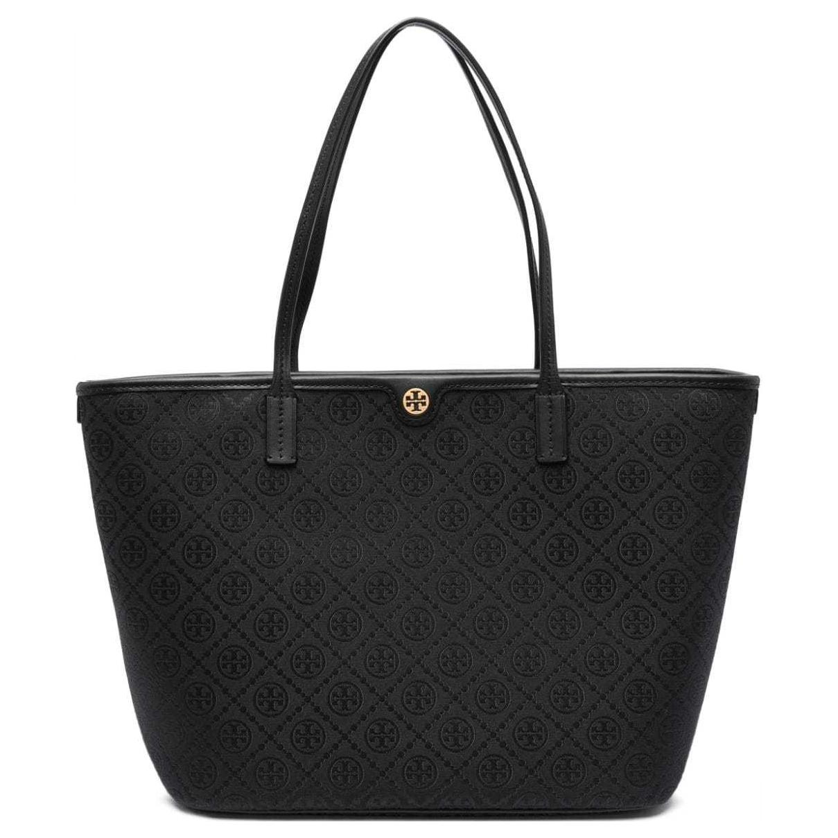 

TORY BURCH Сумка-шоппер из коровьей кожи с монограммой, среднего размера, женская, черного цвета