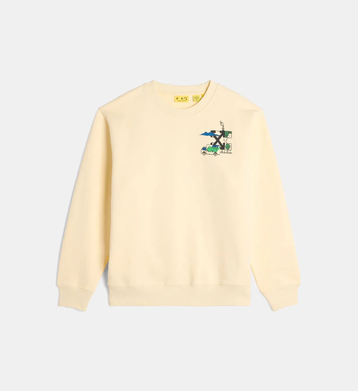 Свободный свитшот с граффити-мотивом из хлопка Off White, желтый