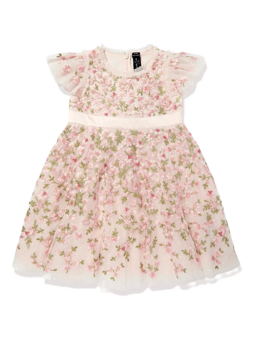 

Платье с вышивкой и оборками NEEDLE & THREAD KIDS, розовый