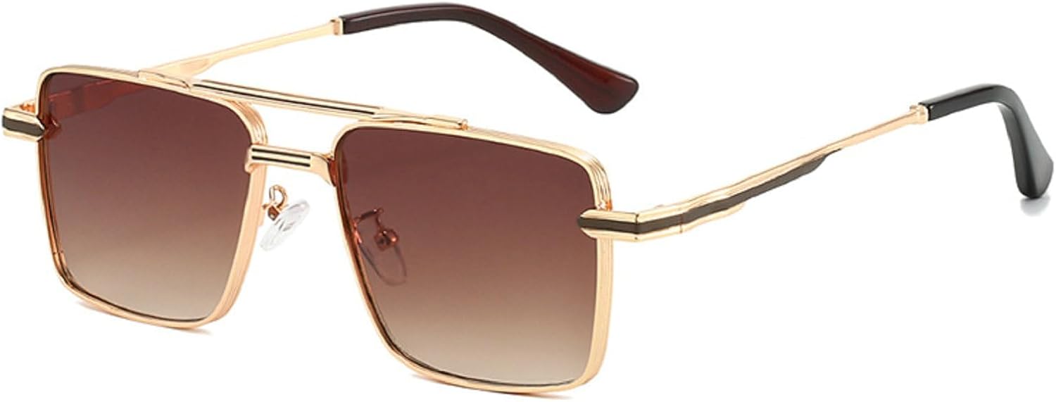 

Модные квадратные солнцезащитные очки-пилот из сплава для мужчин, сине-красные солнцезащитные очки для женщин, очки для вождения, защита от УФ-излучения UV400 mincl, Brown