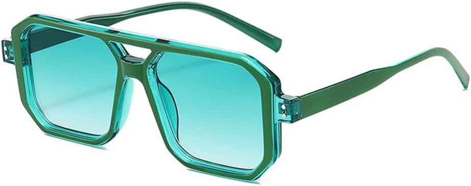 

Мужские солнцезащитные очки в стиле ретро с двойной перемычкой, квадратной формы, прозрачные градиентные линзы, защита от ультрафиолета UV400, женские солнцезащитные очки generic, Green Green Gradient