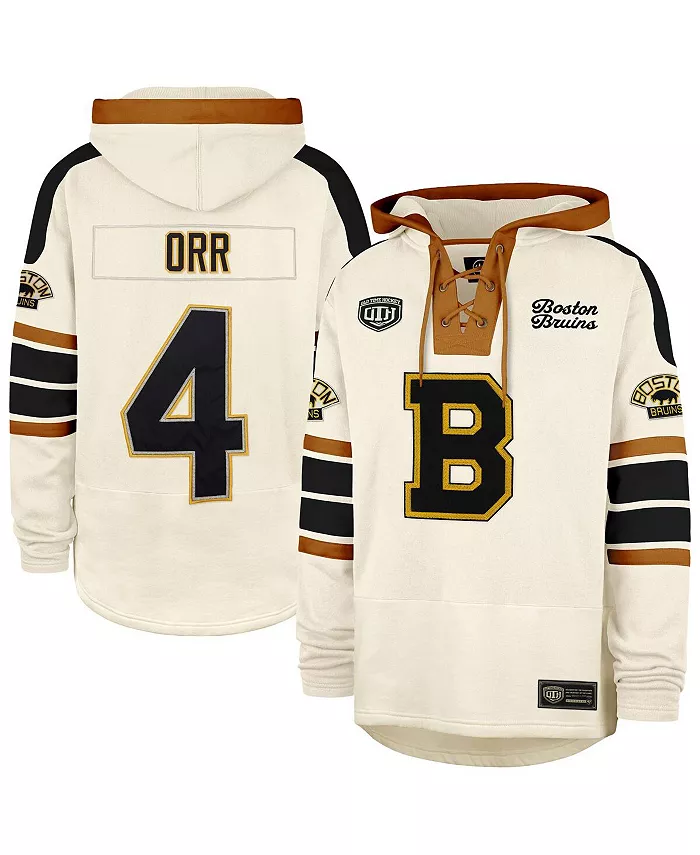 

Мужской кремовый худи с кружевной застежкой Boston Bruins Blue Line Heritage с именем и номером Bobby Orr '47 Brand