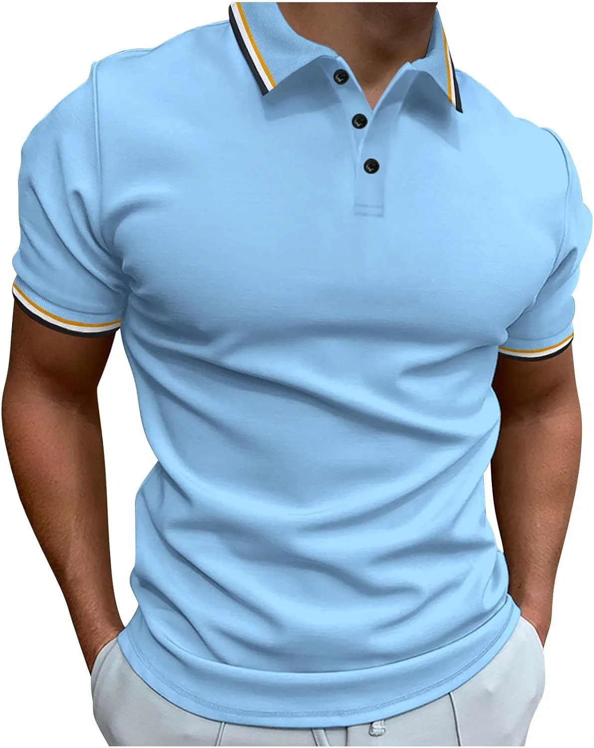 Мужская рубашка поло с коротким рукавом, Slim Fit, Athletic, Sky Blue