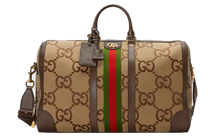 

GUCCI Сумка через плечо Jumbo GG Canvas Patchwork Leather Unisex Ebony/Brown
