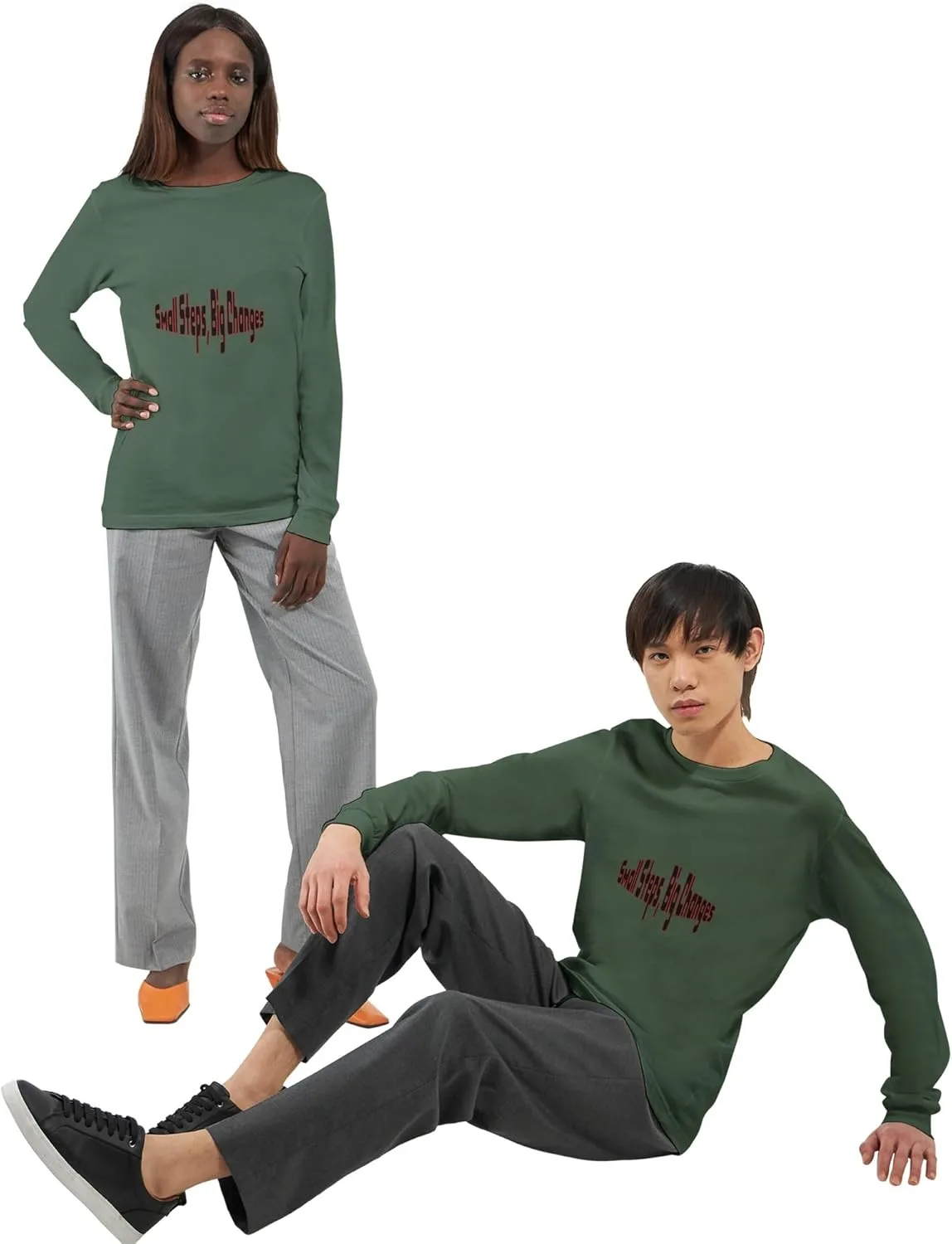 Premium Unisex футболка с длинным рукавом | Small Steps Big Changes Tee | для тренировок и фитнеса — фото 2