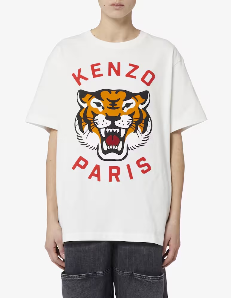 

Футболка оверсайз Lucky Tiger Kenzo, кремовый