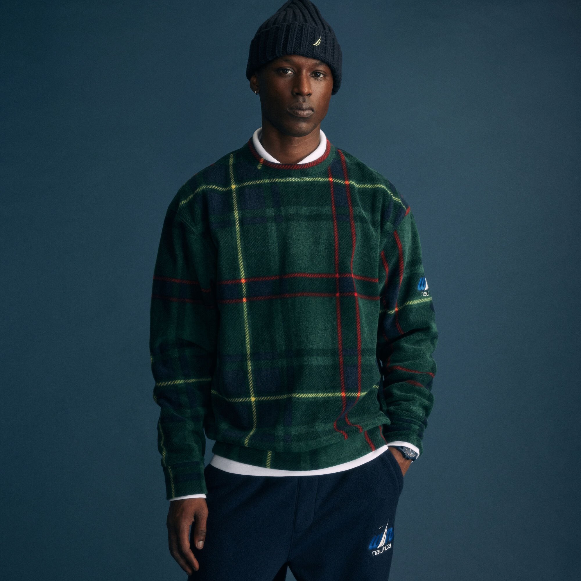 

Nautica Mens Eddie Win X Nautica Nautex флисовая клетчатая толстовка, цвет navy seas