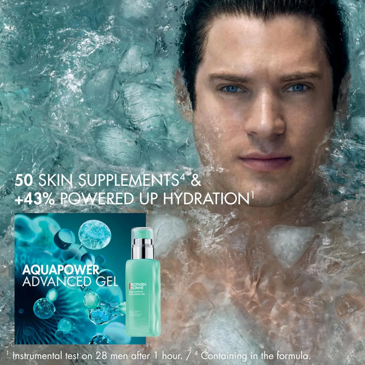 Гель для умывания Biotherm — Aquapower Advanced Gel, мужской увлажняющий гель для лица, который увлажняет и укрепляет, 75.1 мл — фото 2