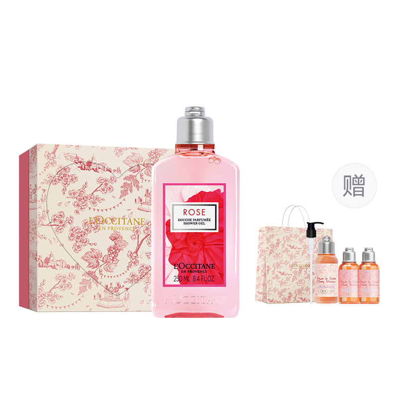 Розовый гель для душа с ароматом сердца 250 мл LOCCITANE, 250ml with A Free 150ml Body Lotion — фото 2